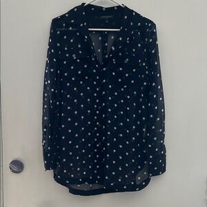 Banana Republic Black Sheer Polka Dot Blouse